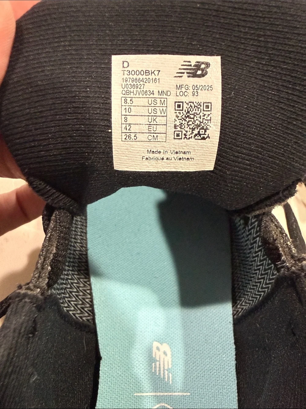 New Balance Black and White Athletic Sneakers with Gum Sole